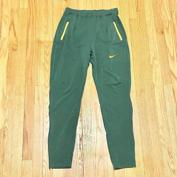Nike Made In USA Men’s Size M NCAA Green Yellow Running Ankle Zip Joggers